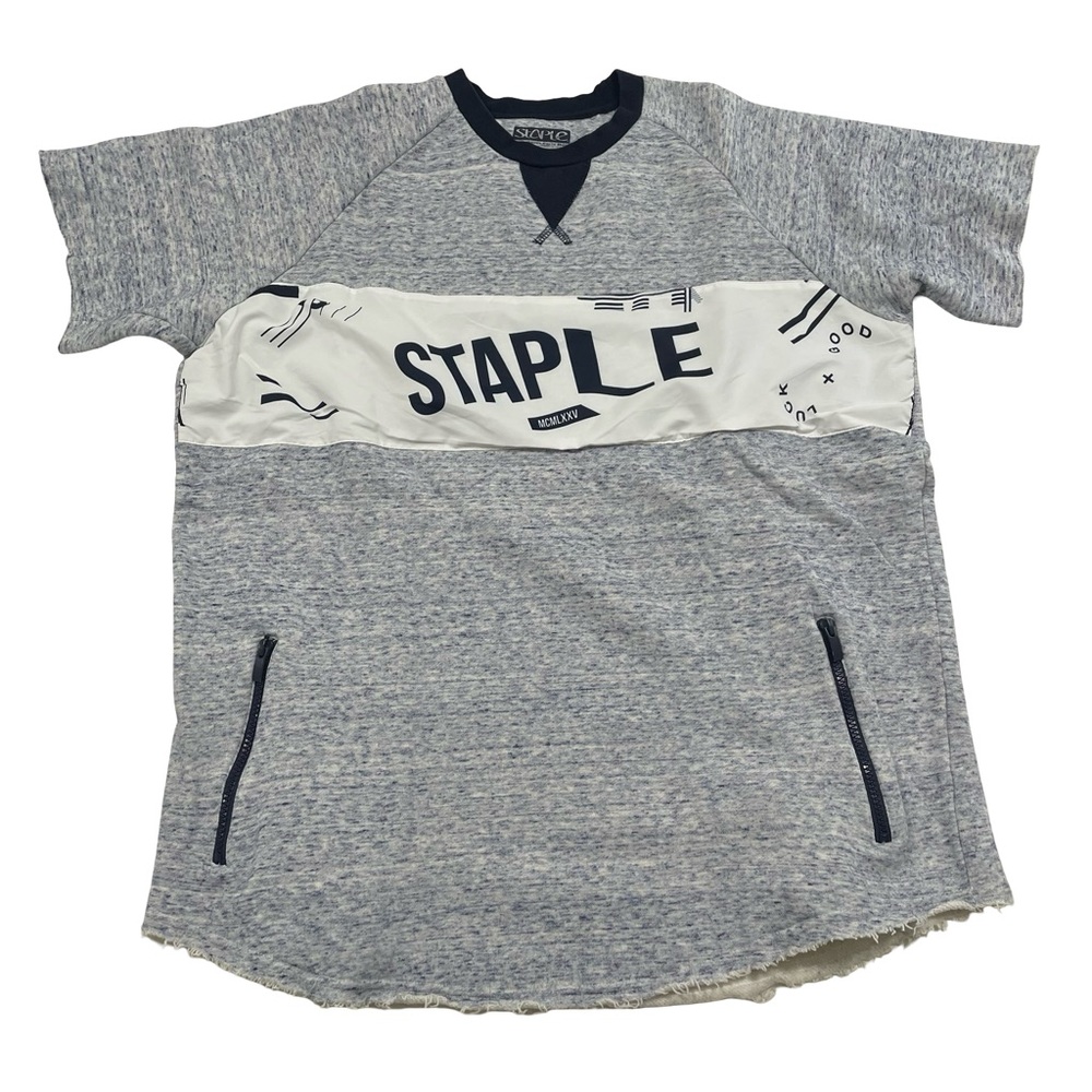 Staple Pigeon Short-Sleeve Sweatshirt Size L White & Blue Shirt (Retail $85)